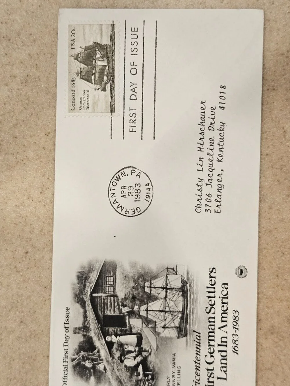RARE COLLECTIBLE USPS 1ST DAY ISSUE COVER 1st GERMAN SETTLERS STAMP ENVELOPE FDC